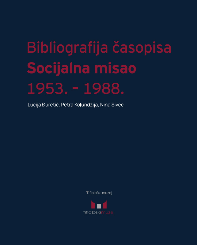 Slika naslovnice publikacije: Bibliografija časopisa Socijalna misao 1953.-1988.